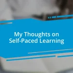 My Thoughts on Self-Paced Learning