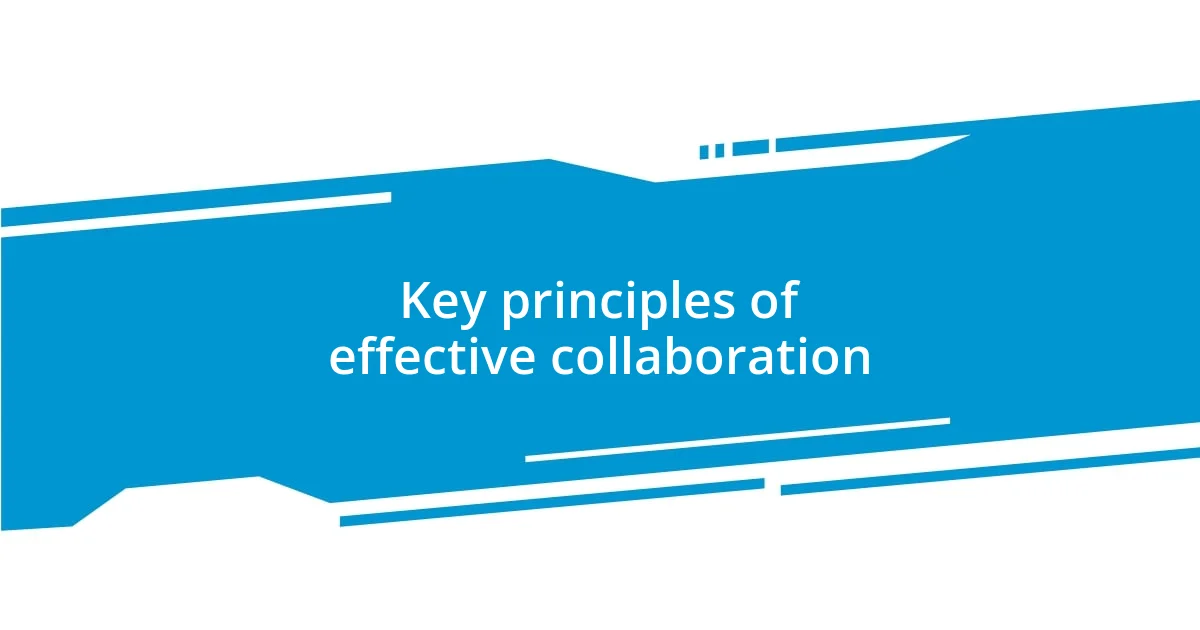 Key principles of effective collaboration